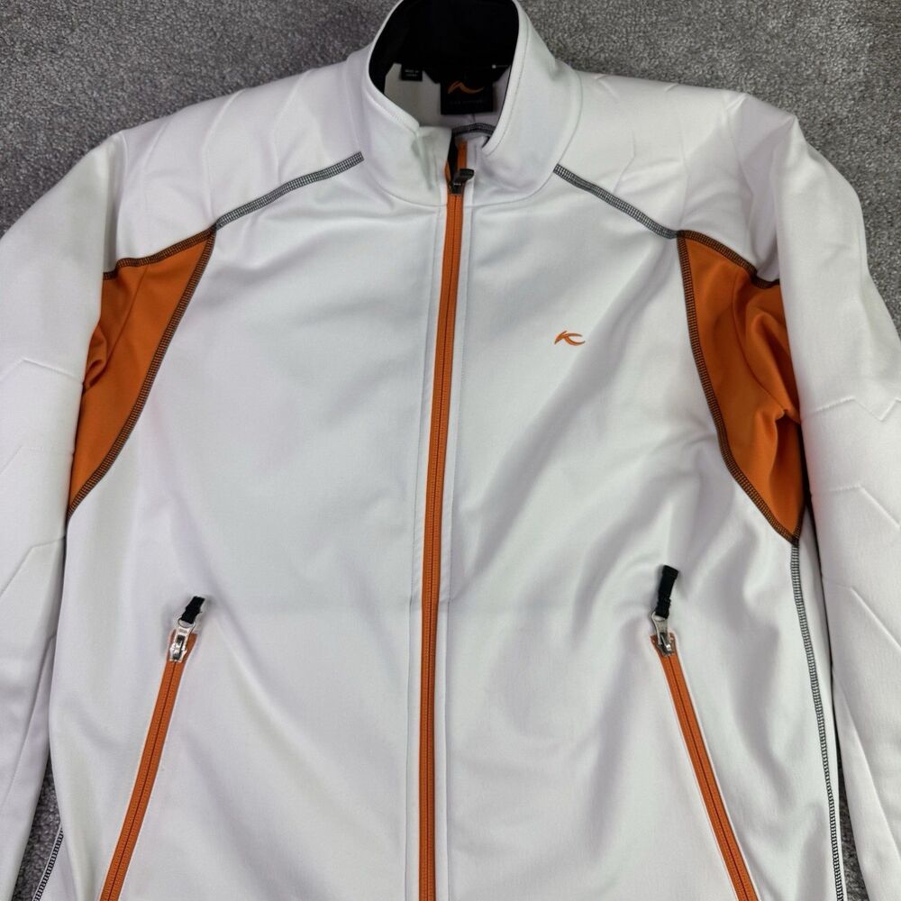 KJUS Women’s Large Softshell Ski Jacket  White with Orange Accents